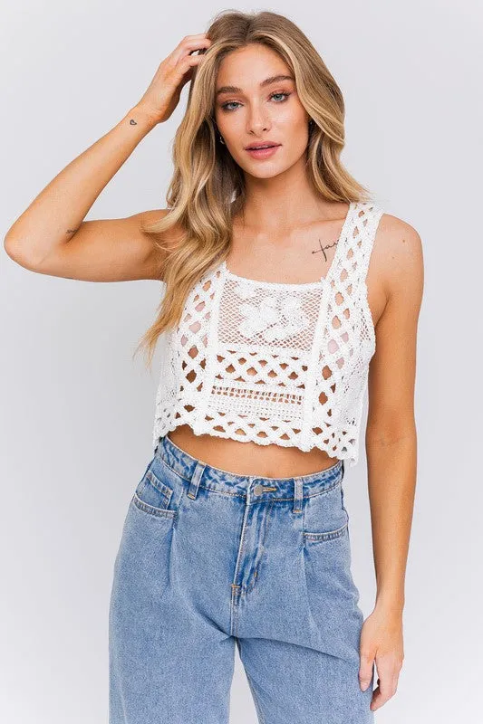 Bohemian Sleeveless Crochet Crop Top