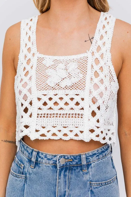 Bohemian Sleeveless Crochet Crop Top