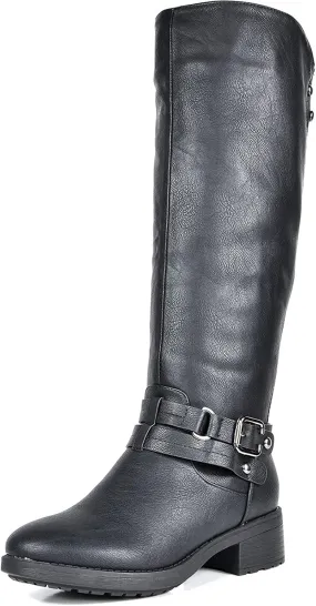 DREAM PAIRS Women's Knee High Boots, Buckle Riding Boots