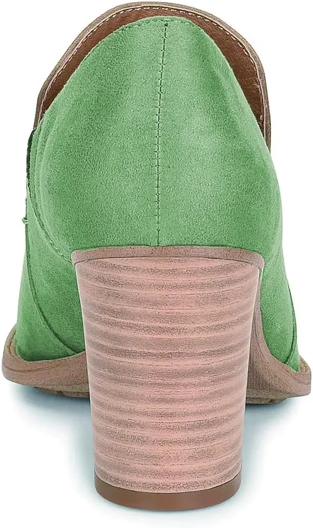 FSJ Women Retro Chunky High Heels Ankle Boots Slip On Round Closed Toe Slide Short Booties Faux Suede V Cut Pumps Loafers Ladies Fall Winter Comfortable Office Shoes Size 4-15 US