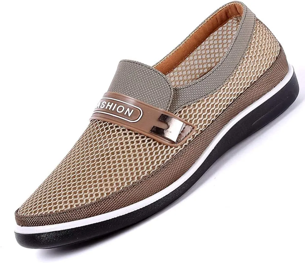 Mens Casual Mesh Loafers Summer Breathable Lightweight Walking Shoes Comfortable Outdoor Driving Travel Stylish Shoes
