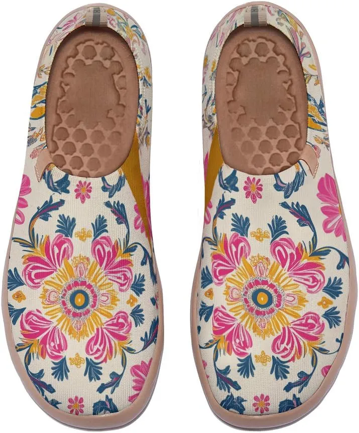 Women's Art Illustration Slip-on Shoes Vibrant Floral Casual Loafers Lightweight Comfortable Travel Footwear